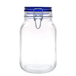 Barattolo con chiusura a filo 'Fido' da 2.000 ml, tappo blu, quadrato, apertura: chiusura a filo
