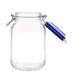 Barattolo con chiusura a filo 'Fido' da 2.000 ml, tappo blu, quadrato, apertura: chiusura a filo