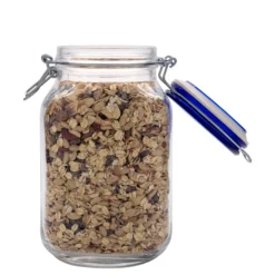 Barattolo con chiusura a filo 'Fido' da 2.000 ml, tappo blu, quadrato, apertura: chiusura a filo