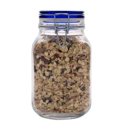 Barattolo con chiusura a filo 'Fido' da 2.000 ml, tappo blu, quadrato, apertura: chiusura a filo