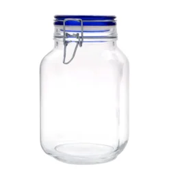 Barattolo con chiusura a filo 'Fido' da 2.000 ml, tappo blu, quadrato, apertura: chiusura a filo
