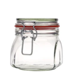 Barattolo con chiusura a filo da 630 ml, quadrato, apertura: chiusura a filo