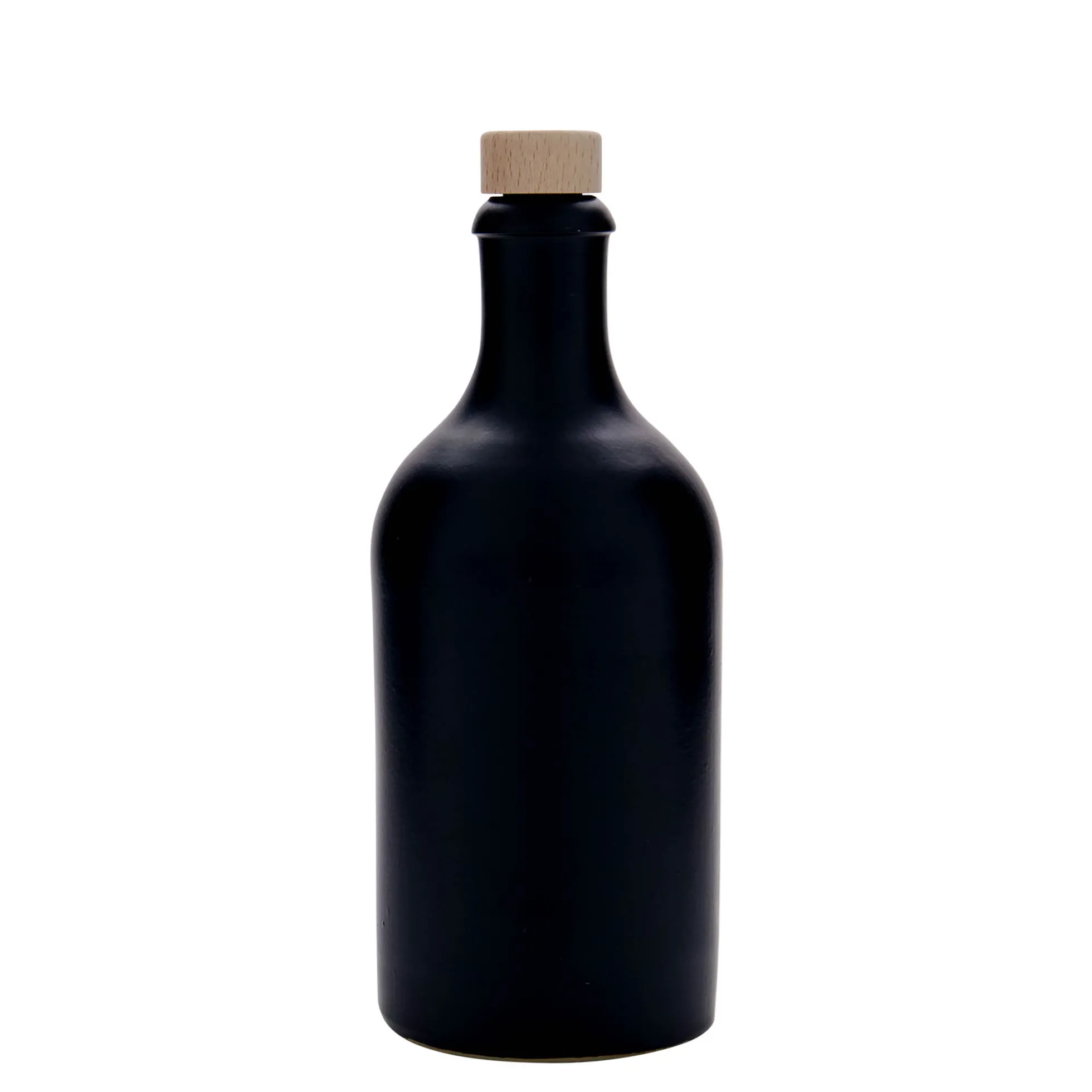 Boccale da 500 ml, gres, nero, bocca: sughero