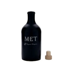 Boccale da 500 ml, motivo: idromele, gres, nero, bocca: sughero