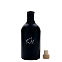 Boccale da 500 ml, motivo: olio, gres, nero, bocca: sughero