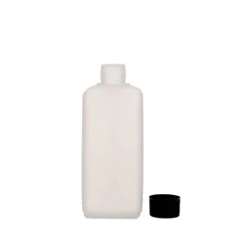 Bottiglia a tanica da 250 ml, rettangolare, plastica HDPE, naturale, bocca: DIN 25 EPE