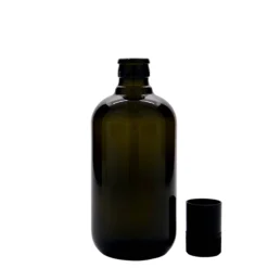 Bottiglia da 500 ml per aceto/olio 'Biolio', vetro verde antico, bocca: DOP