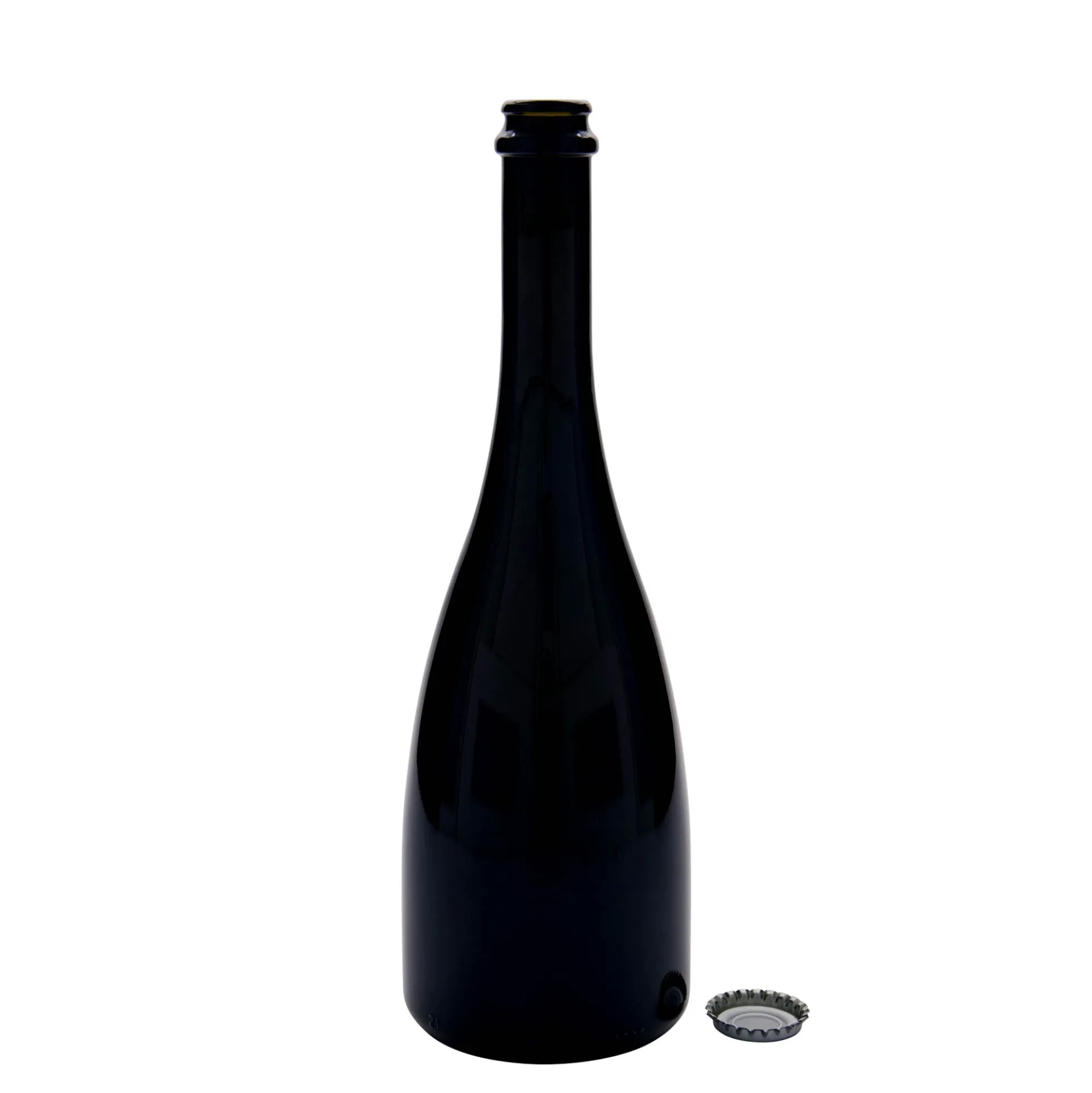 Bottiglia da 750 ml per birra/spumante 'Tosca', vetro, verde antico, bocca: tappo corona