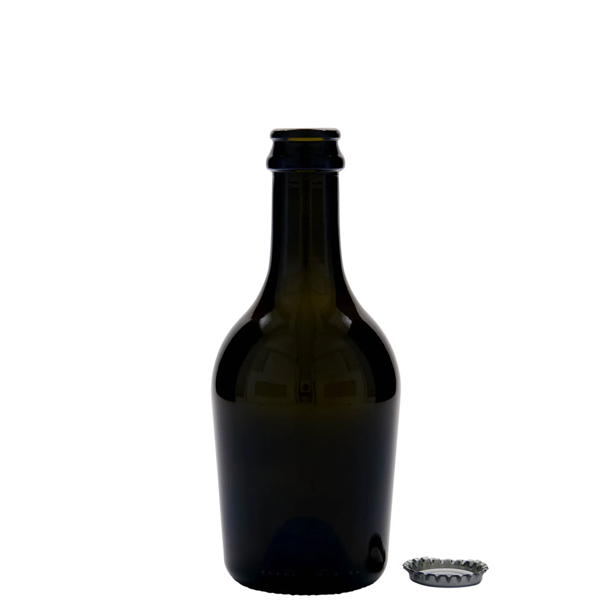 Bottiglia da 330 ml per birra/spumante 'Butterfly', vetro, verde antico, bocca: tappo corona