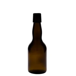 Bottiglia di birra da 330 ml, collo a campana, vetro, marrone, apertura: chiusura a leva