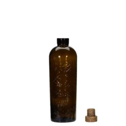 Bottiglia di vetro artigianale da 700 ml 'Natural', marrone, bocca: sughero