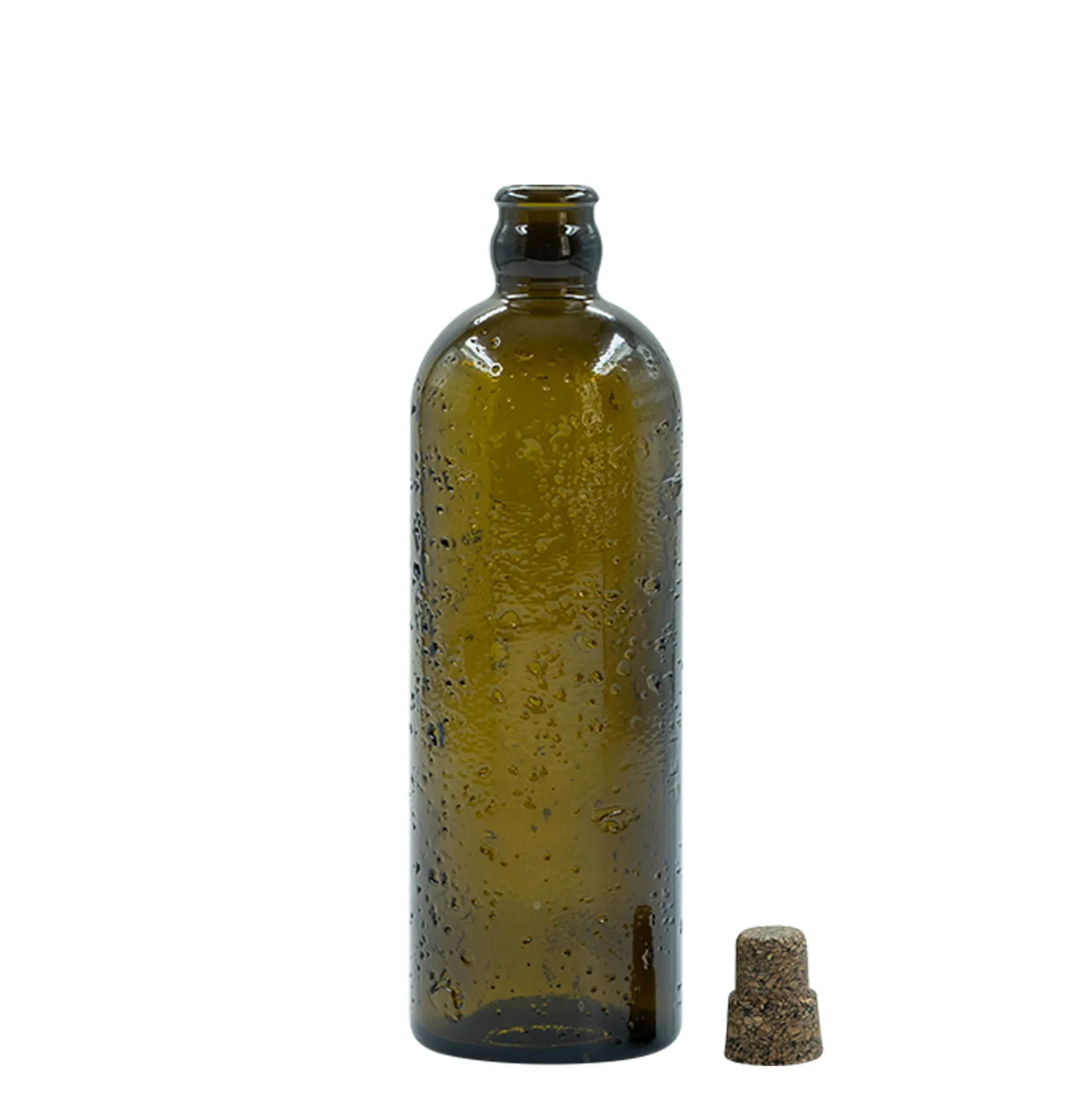 Bottiglia di vetro artigianale da 500 ml 'Bobber Jr', marrone, bocca: sughero