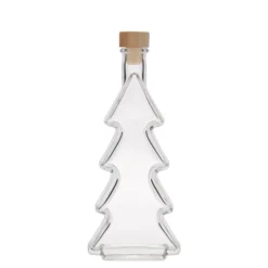 Bottiglia di vetro da 200 ml 'Albero di Natale', bocca: tappo di sughero
