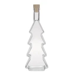 Bottiglia di vetro da 500 ml 'Albero di Natale', bocca: tappo di sughero