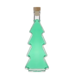 Bottiglia di vetro da 350 ml 'Albero di Natale', bocca: sughero