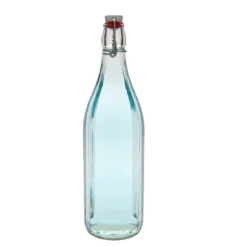Bottiglia di vetro da 1.000 ml 'Bravo' #, decagonale, bocca: chiusura a gancio