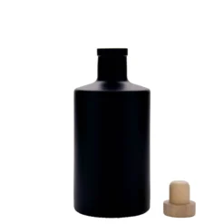 Bottiglia di vetro da 500 ml 'Caroline', nera, bocca: sughero