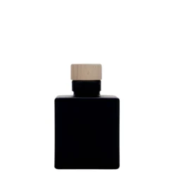 Bottiglia di vetro da 100 ml 'Cube', quadrata, nera, bocca: sughero