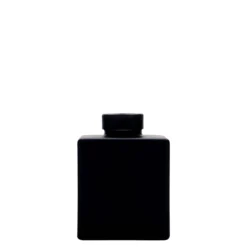 Bottiglia di vetro da 100 ml 'Cube', quadrata, nera, bocca: sughero