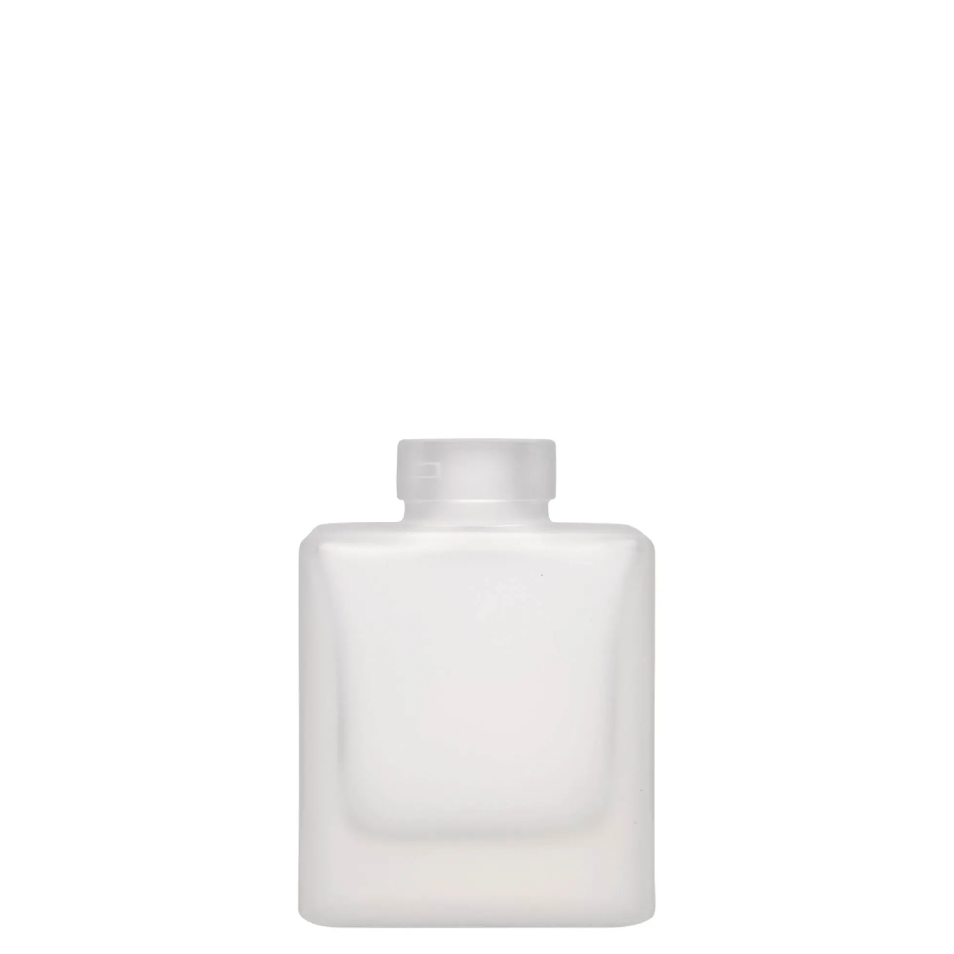 Bottiglia di vetro da 100 ml 'Cube', quadrata, ghiacciata, bocca: sughero