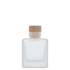 Bottiglia di vetro da 100 ml 'Cube', quadrata, ghiacciata, bocca: sughero