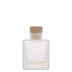 Bottiglia di vetro da 100 ml 'Cube', quadrata, ghiacciata, bocca: sughero