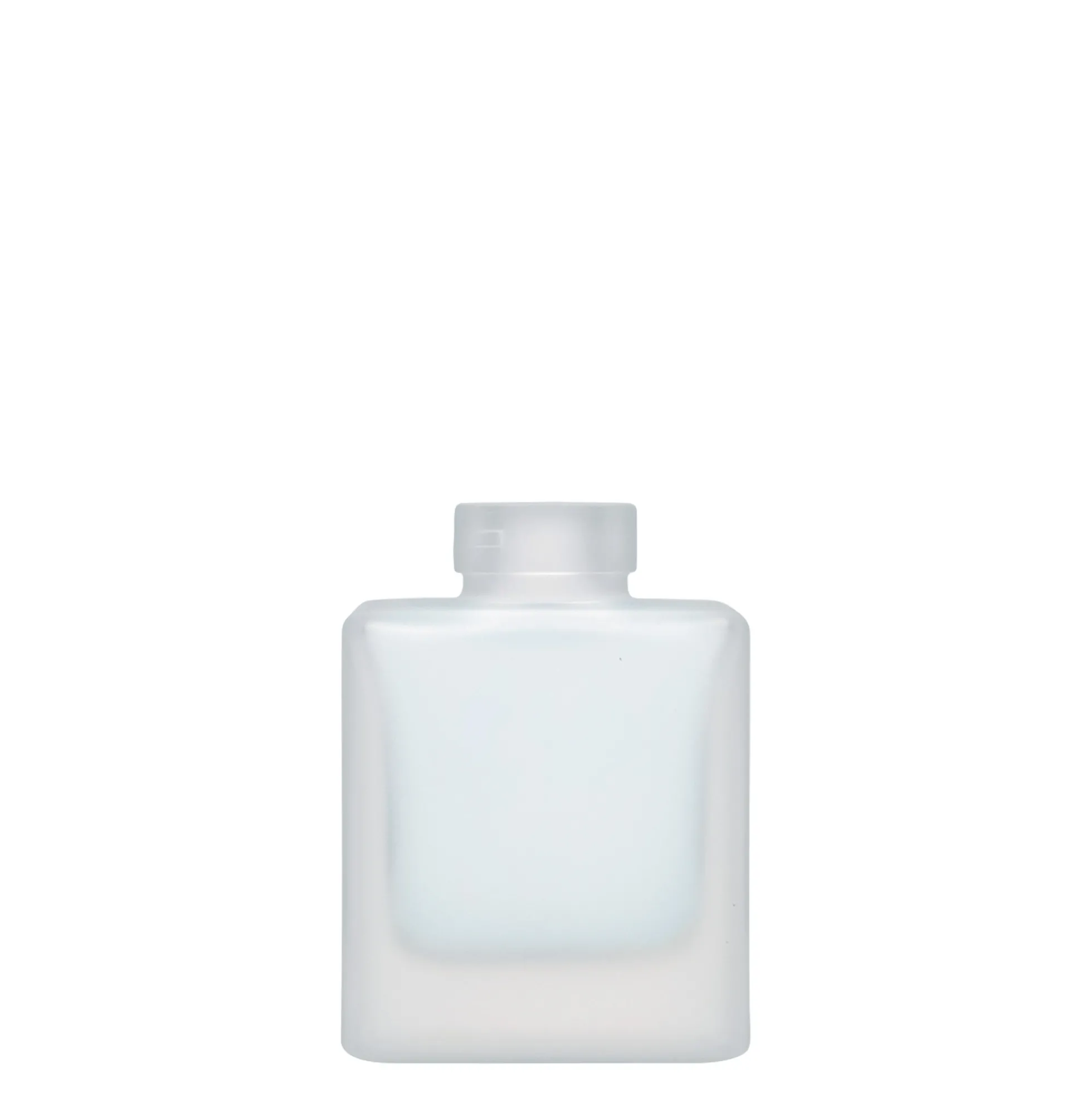 Bottiglia di vetro da 100 ml 'Cube', quadrata, ghiacciata, bocca: sughero