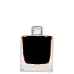 Bottiglia di vetro da 200 ml 'Cube', quadrata, bocca: PP 28