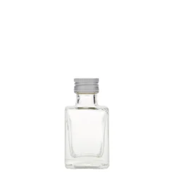 Bottiglia di vetro da 50 ml 'Cube', quadrata, bocca: PP 24