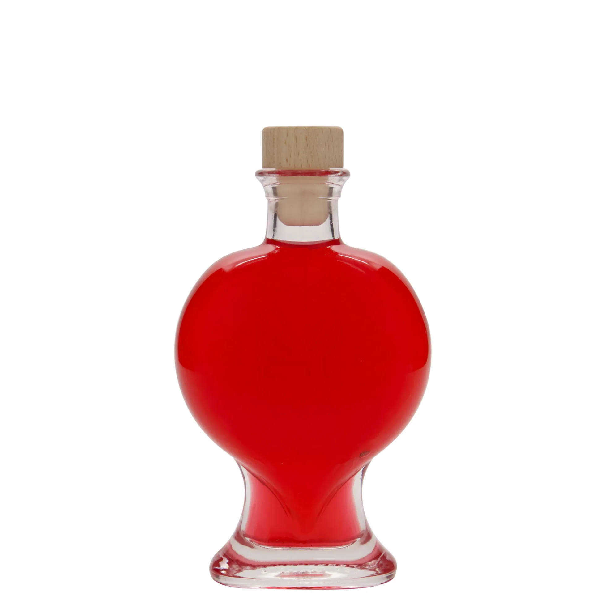 Bottiglia di vetro da 200 ml 'Cuore', bocca: tappo di sughero