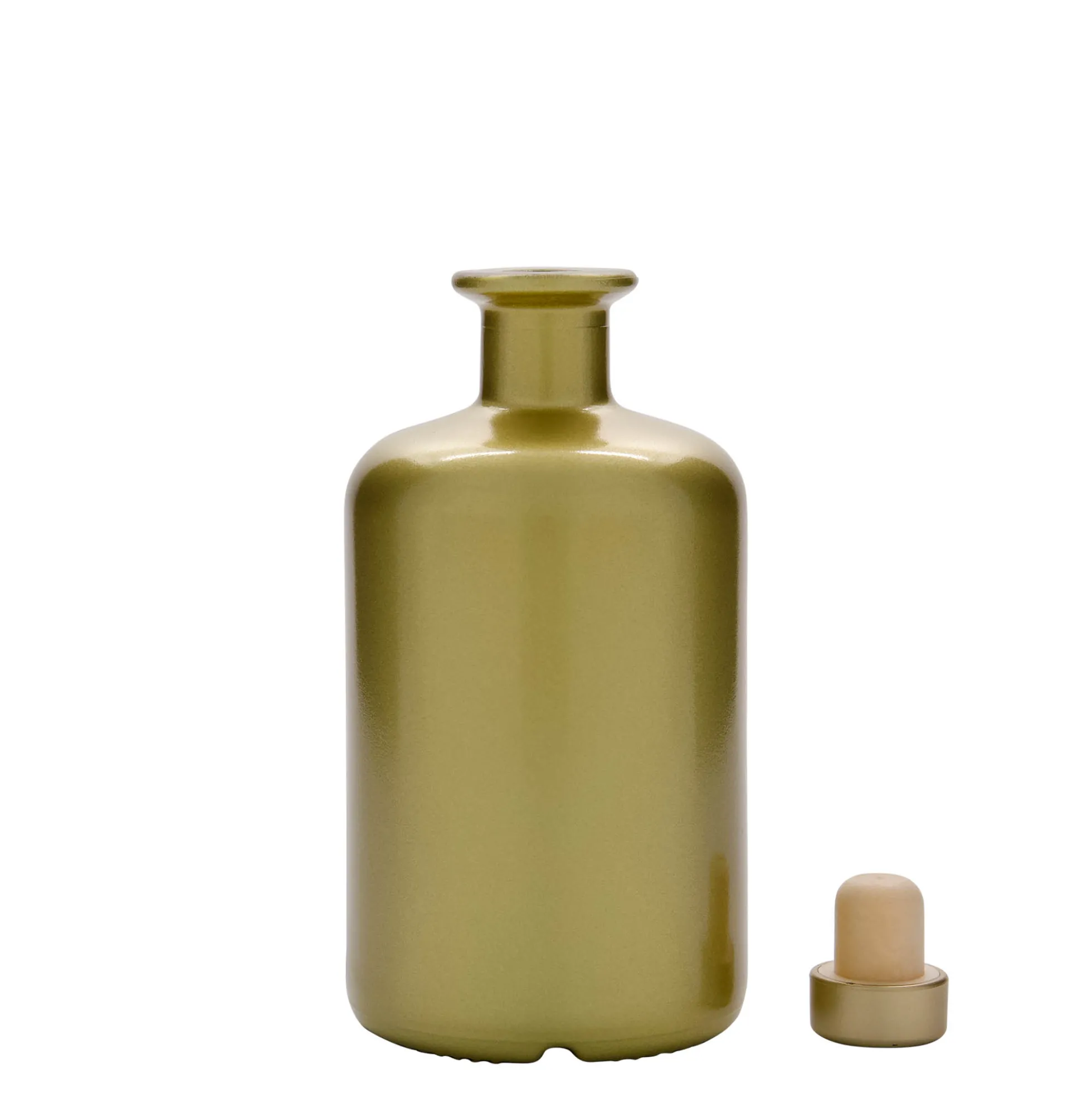Bottiglia di vetro da 500 ml, da farmacista, oro, bocca: sughero