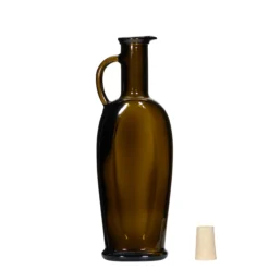 Bottiglia di vetro da 250 ml 'Eleganta', ovale, verde antico, bocca: sughero