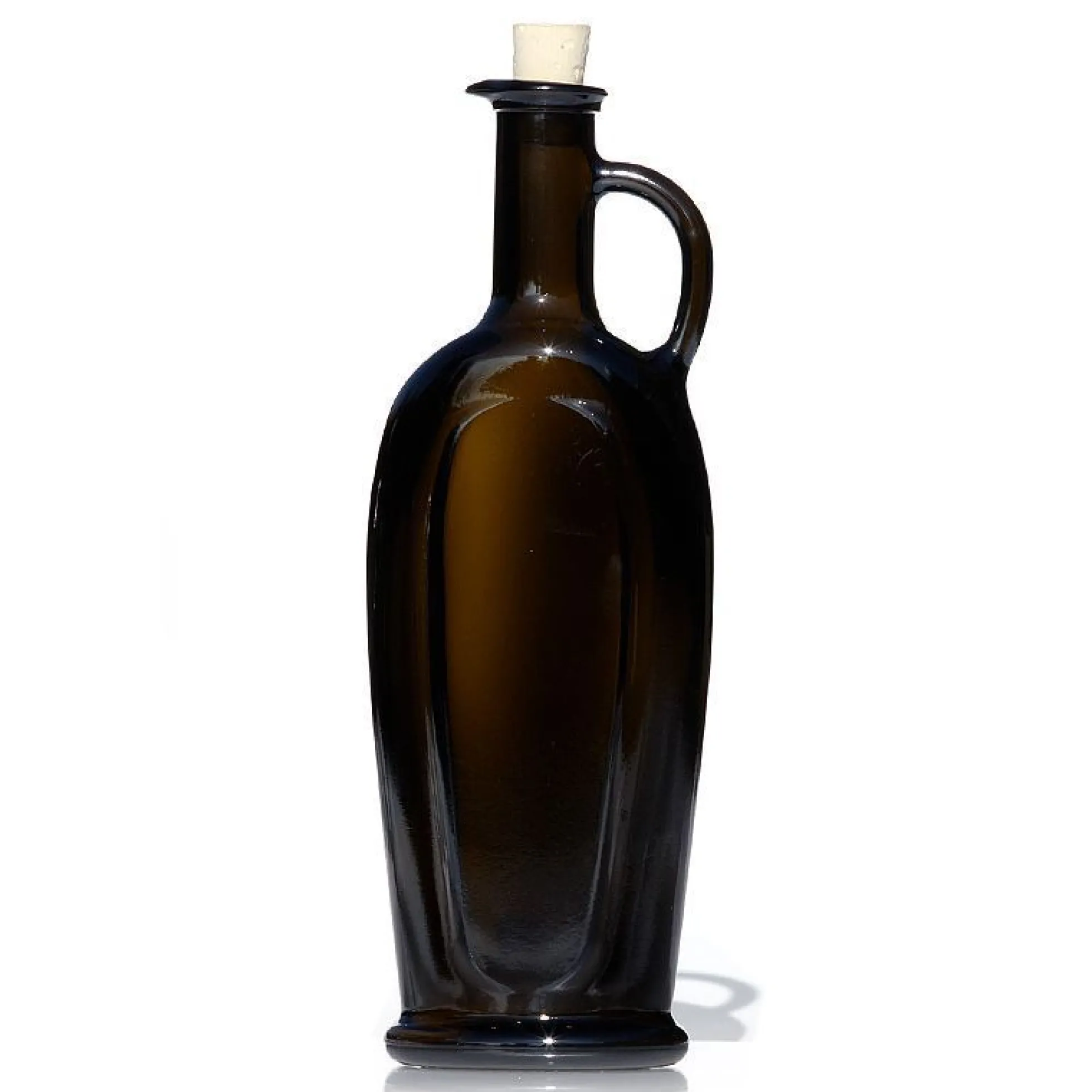 Bottiglia di vetro da 500 ml 'Eleganta', ovale, verde antico, bocca: sughero