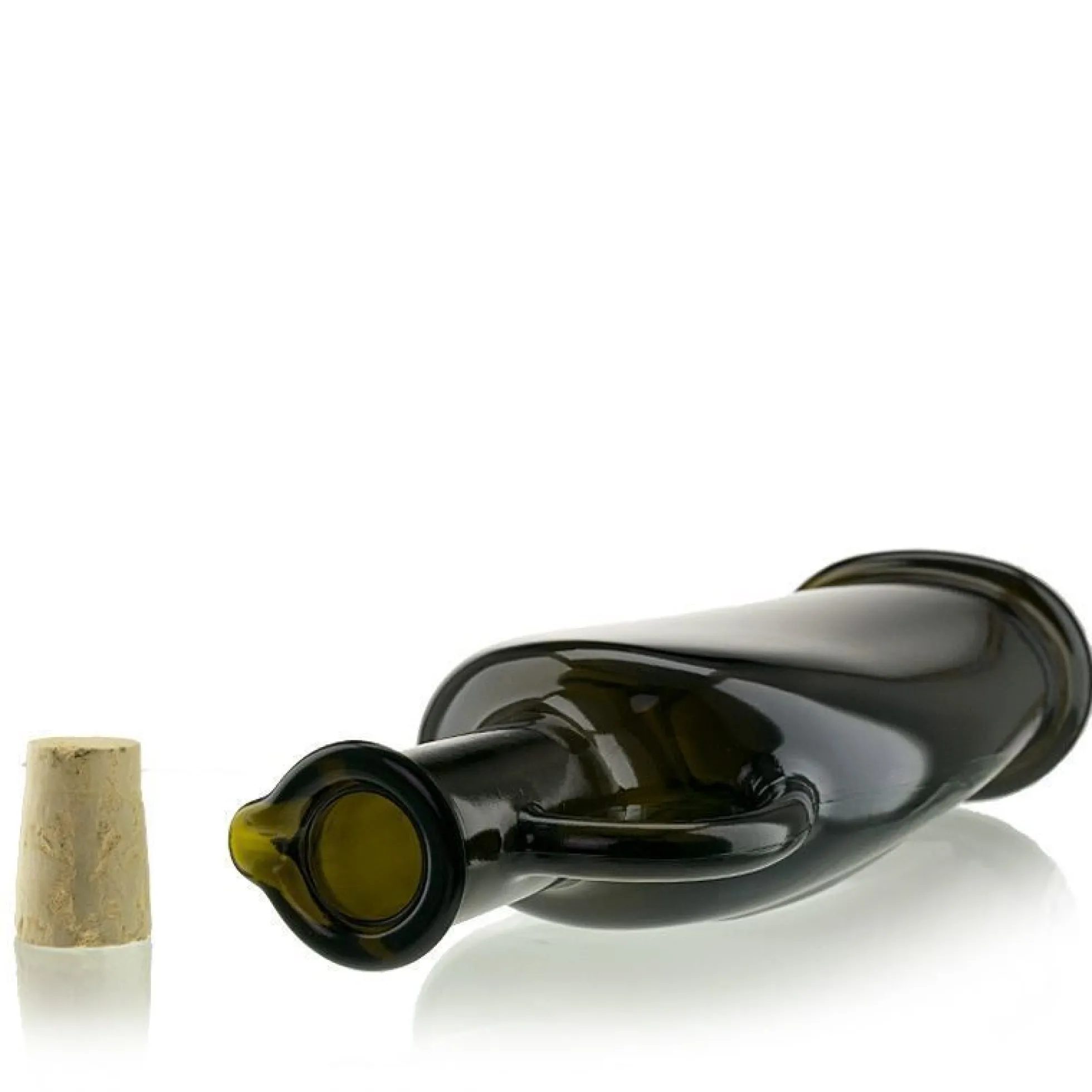 Bottiglia di vetro da 500 ml 'Eleganta', ovale, verde antico, bocca: sughero