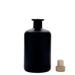 Bottiglia di vetro da 500 ml, farmacia, nera, bocca: sughero