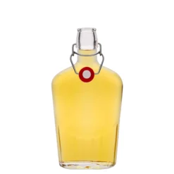 Bottiglia di vetro da 500 ml 'Fiaschetta', ovale, bocca: chiusura a leva