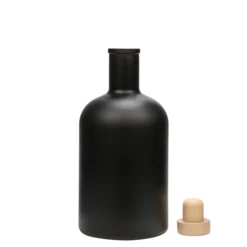Bottiglia di vetro da 700 ml 'Gerardino', nera, bocca: tappo di sughero