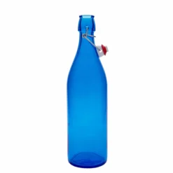 Bottiglia di vetro da 1.000 ml 'Giara', blu, bocca: chiusura a leva