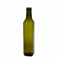 Bottiglia di vetro da 500 ml 'Marasca', quadrata, verde antico, bocca: PP 31,5
