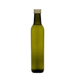 Bottiglia di vetro da 500 ml 'Marasca', quadrata, verde antico, bocca: PP 31,5