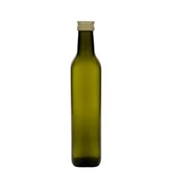 Bottiglia di vetro da 500 ml 'Marasca', quadrata, verde antico, bocca: PP 31,5
