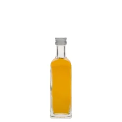 Bottiglia di vetro da 60 ml 'Marasca', quadrata, bocca: PP 18