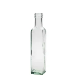 Bottiglia di vetro da 250 ml 'Marasca', quadrata, bocca: PP 31,5