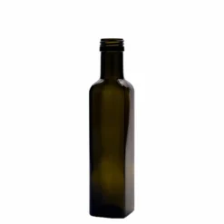 Bottiglia di vetro da 250 ml 'Marasca', quadrata, verde antico, bocca: PP 31,5