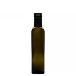 Bottiglia di vetro da 250 ml 'Marasca', quadrata, verde antico, bocca: PP 31,5
