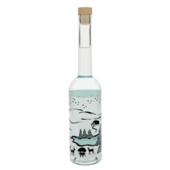 Bottiglia di vetro da 500 ml 'Opera', motivo: Sogno d'inverno-Bianco, bocca: tappo in sughero
