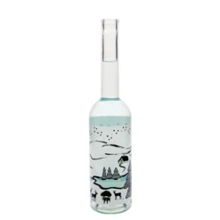 Bottiglia di vetro da 500 ml 'Opera', motivo: Sogno d'inverno-Bianco, bocca: tappo in sughero