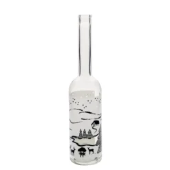 Bottiglia di vetro da 500 ml 'Opera', motivo: Sogno d'inverno-Bianco, bocca: tappo in sughero