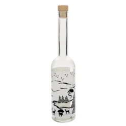 Bottiglia di vetro da 500 ml 'Opera', motivo: Sogno d'inverno-Bianco, bocca: tappo in sughero