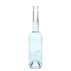 Bottiglia di vetro da 500 ml 'Opera', motivo: bottiglia pupazzo di neve, bocca: sughero